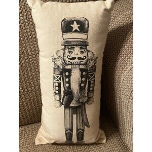 Nutcracker Artisan Pillow Screen Printed By Hand Natural Cotton Canvas Decor USA